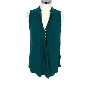 Market & Spruce Swiss Dot Sleeveless Blouse Green Blue Size Small NWT